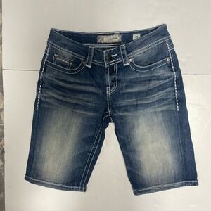 BKE Buckle Mid Rise Culture Bermuda Denim Shorts Womens 28